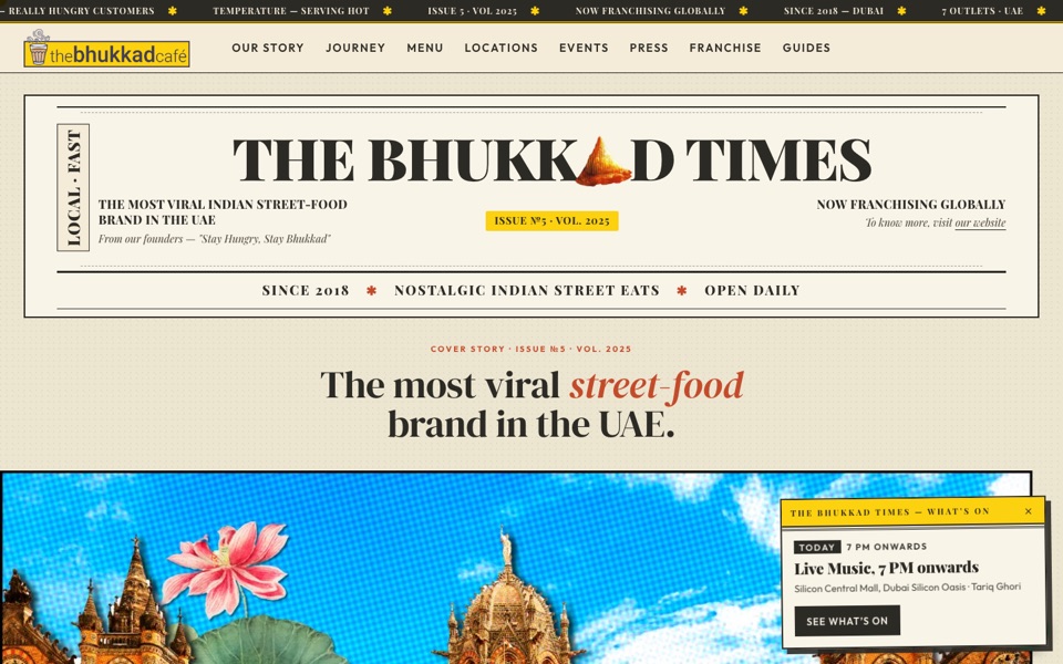 The Bhukkad Café website, designed and built by The Buzz People